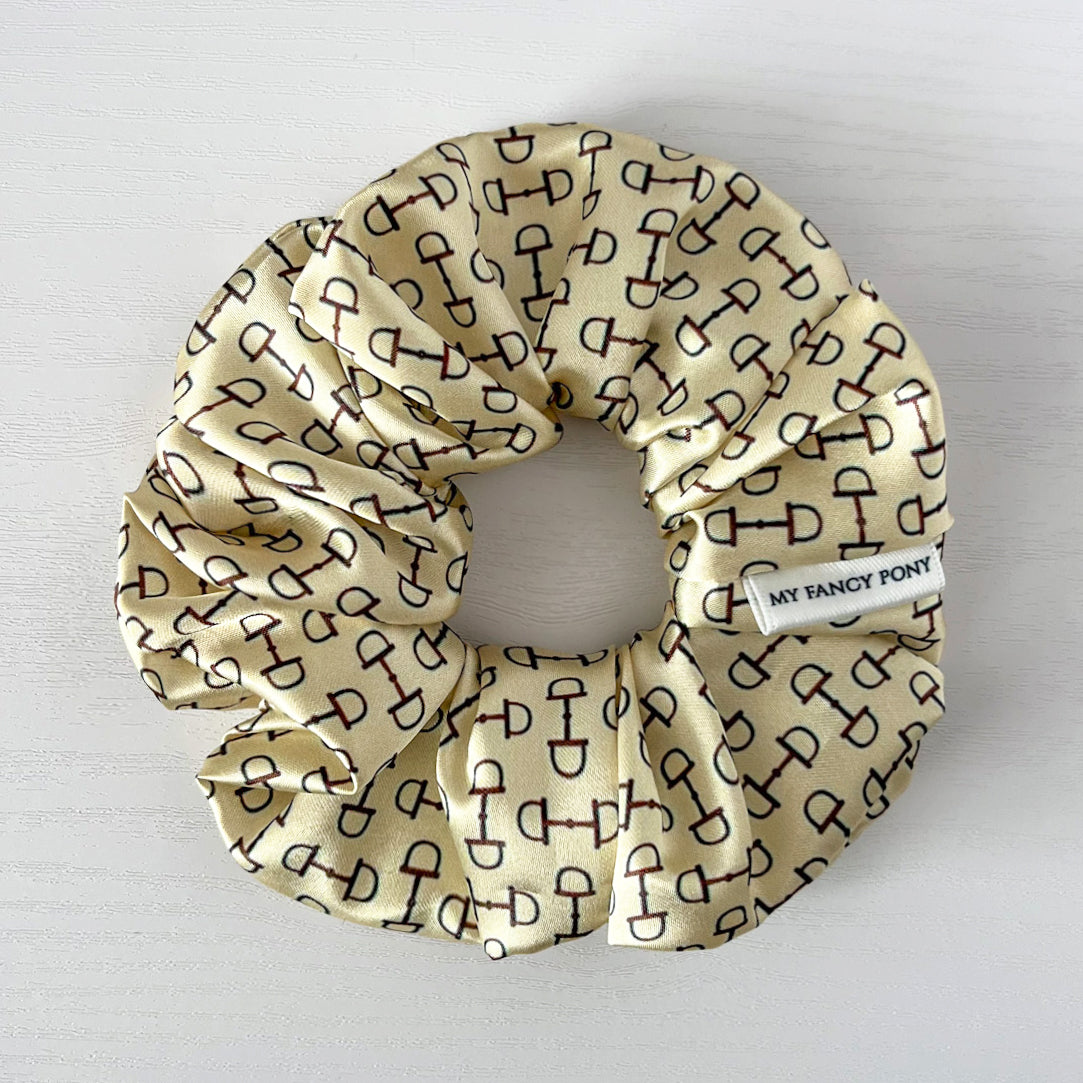 Equestrian Satin Scrunchies – Snaffle Bit Pattern