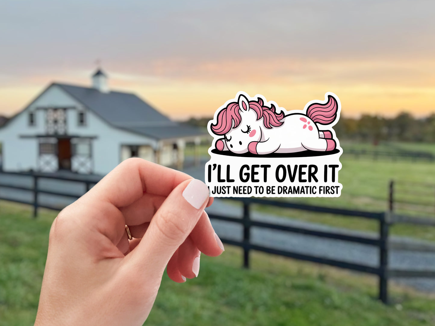Equestrian Horse Sticker - I'll Get Over It White Horse