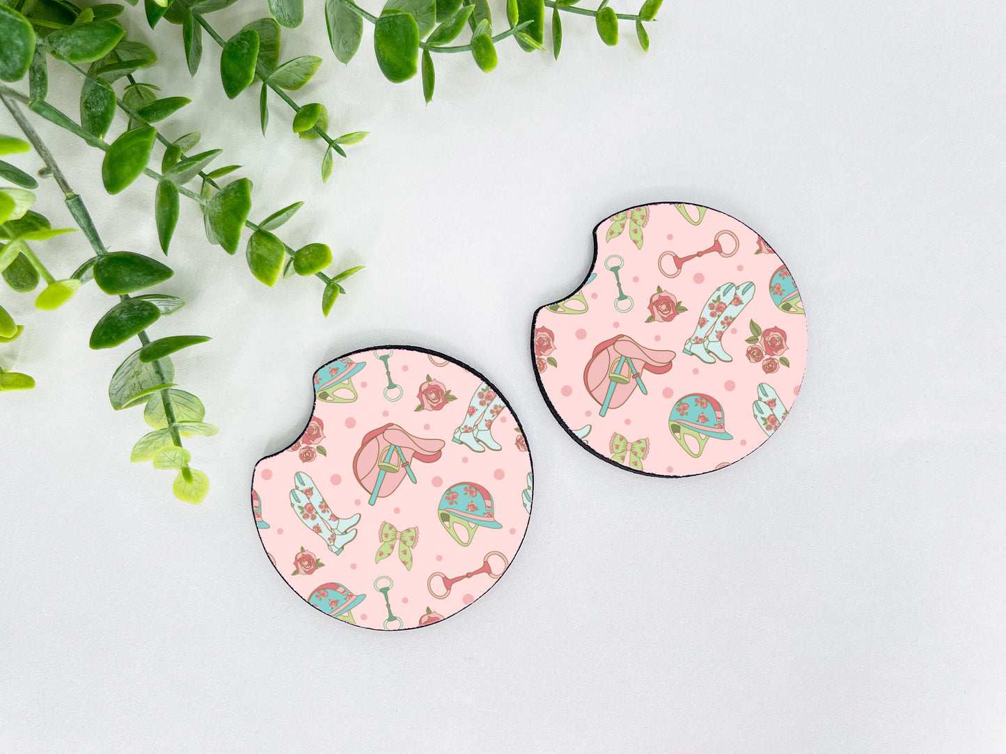 Equestrian Neoprene Car Coasters – Set of 2 (2.75")