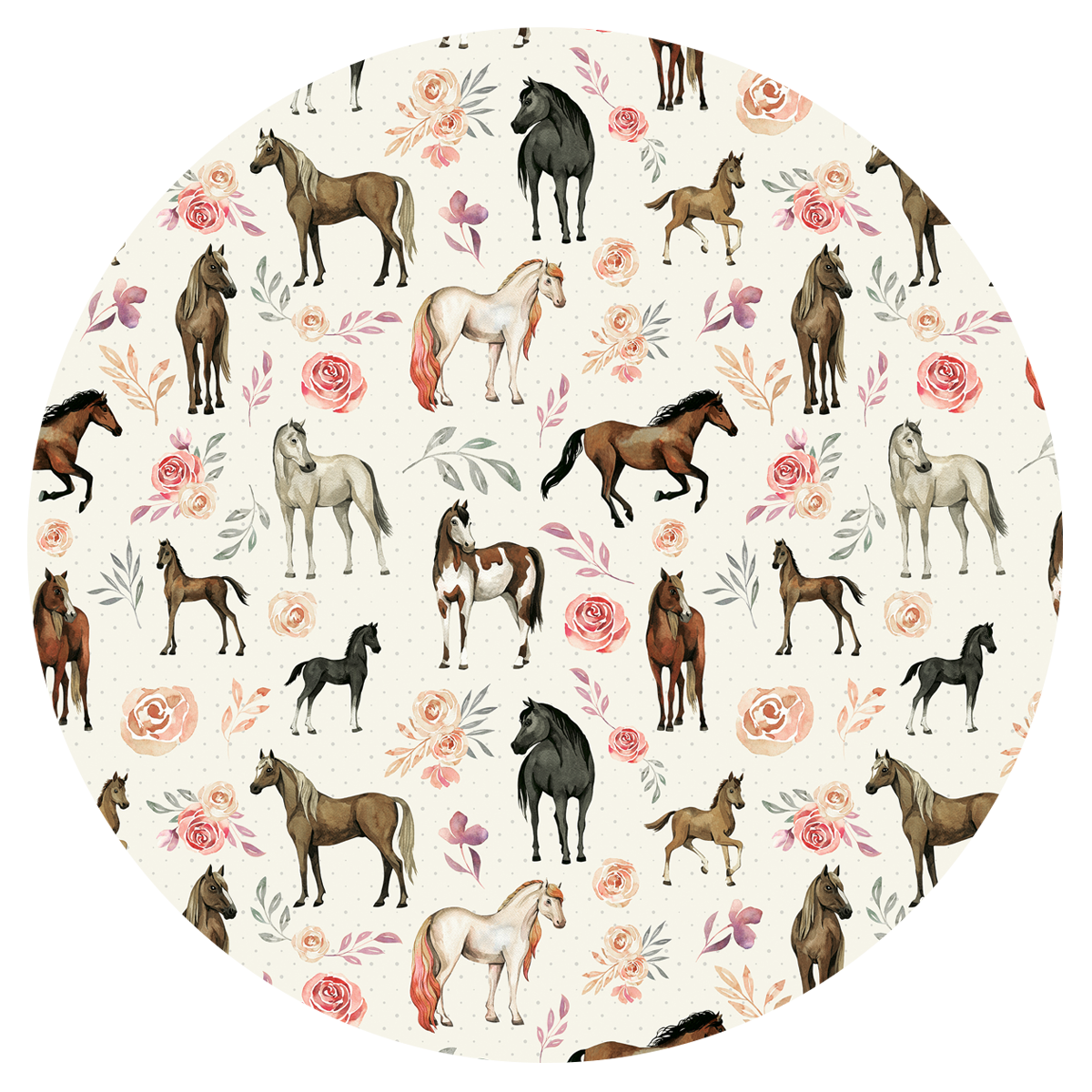 Cream Rosie Ponies Satin Scrunchie