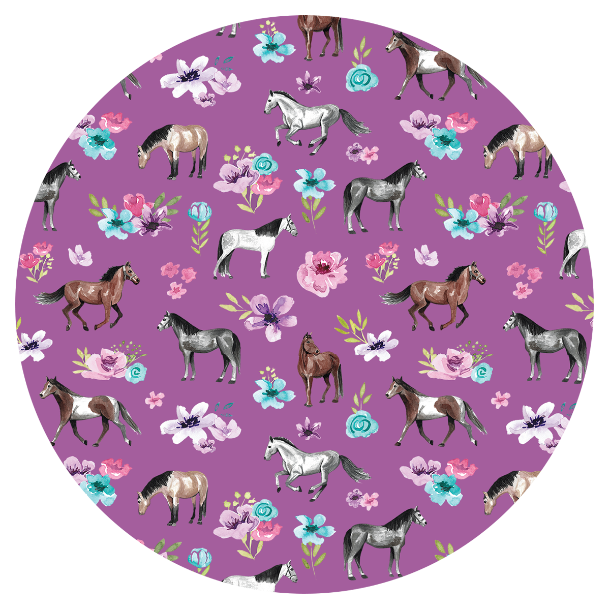 Purple Spring Florals Satin Scrunchie